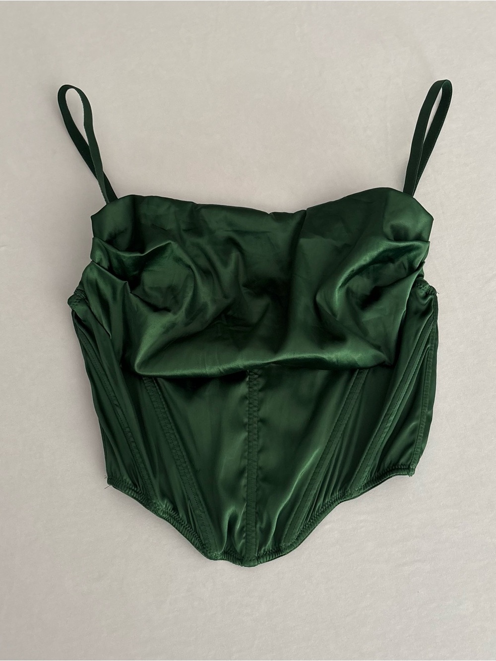 Urban Outfitters Emerald Green Satin Top with Straps Size S